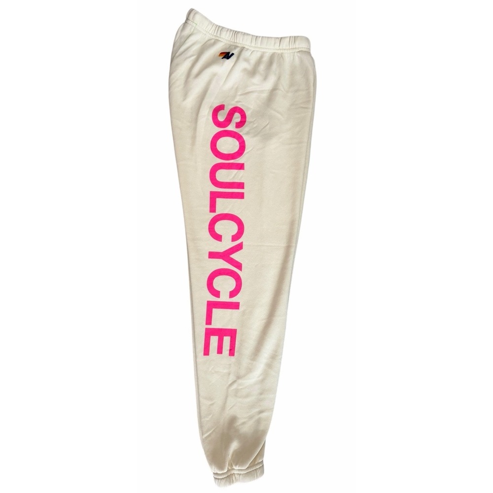 Aviator Nation x SoulCycle 4 Hearts Sweatpants Cream Women's Size Small